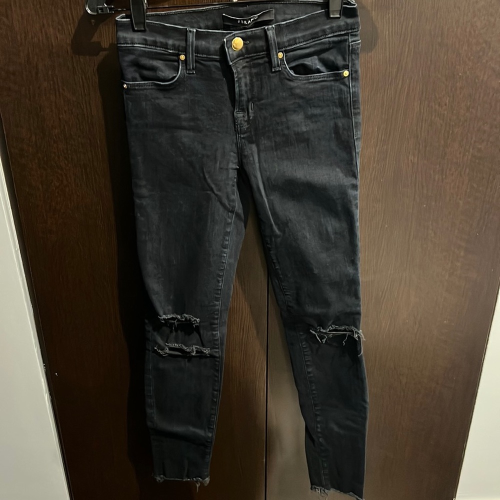 J Brand cropped skinny ankle ripped denim